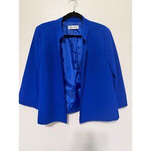 Jones Studio Blazer Royal blue Lined 3/4 Sleeve Open Womans 12